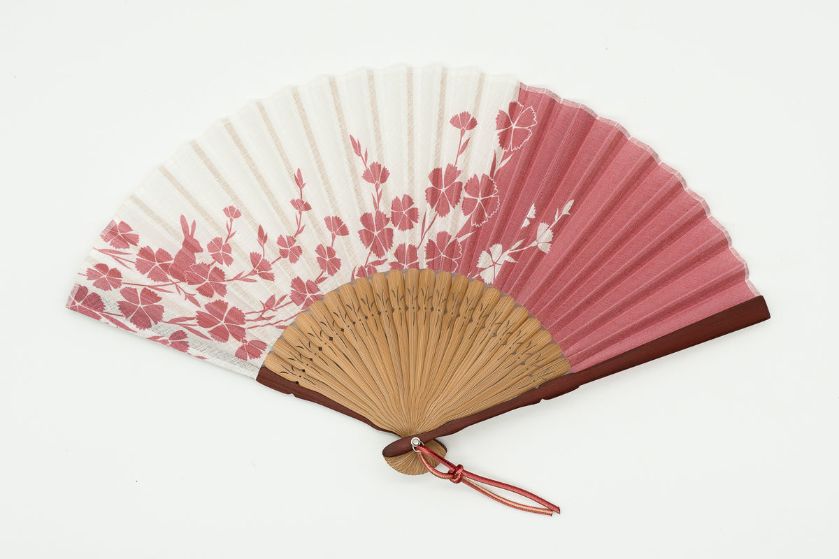 扇子ケース付、紙箱入り】撫子うさぎ（ピンク）– 扇専門店 万葉