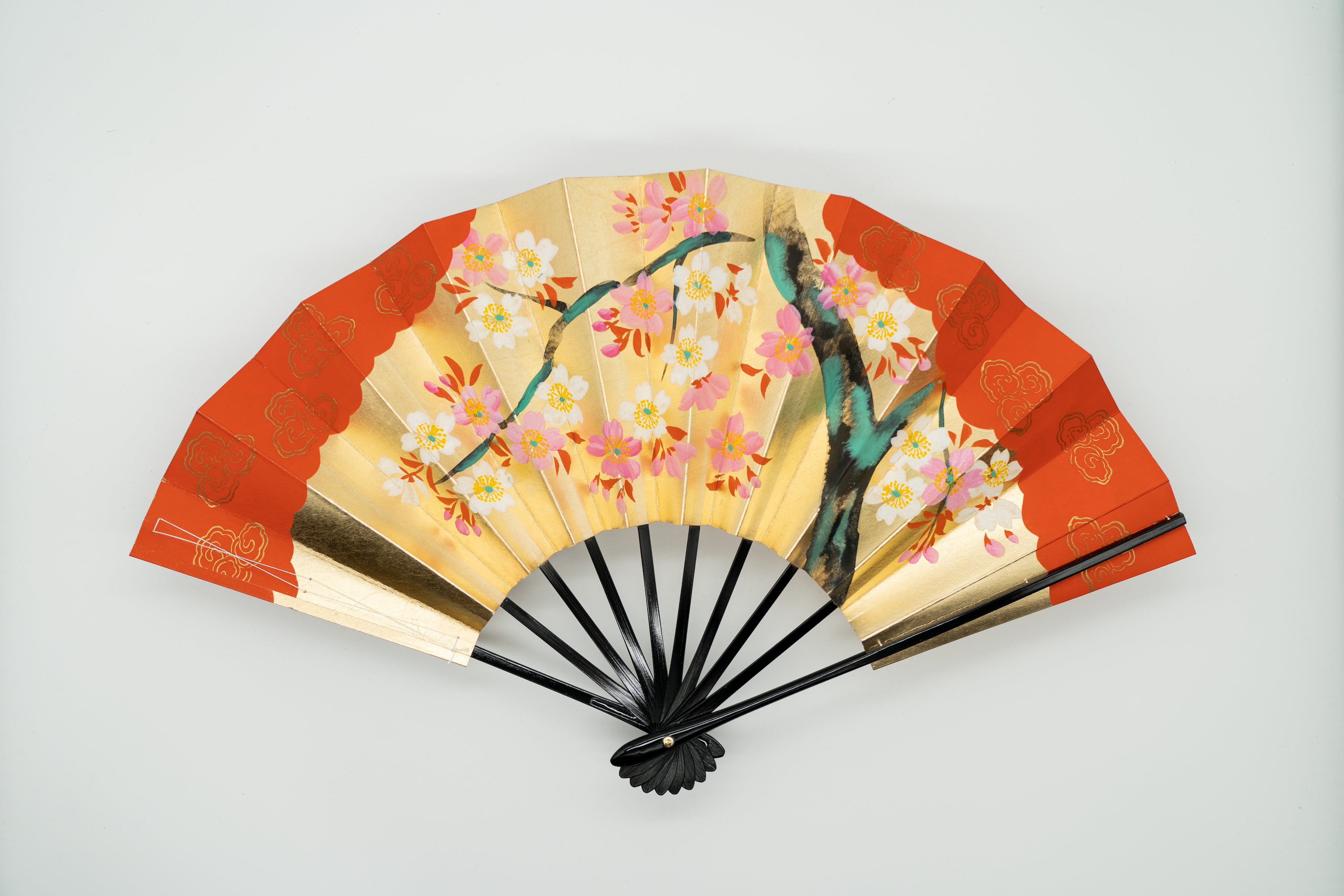 舞扇子 金ホロ箔 金 赤 扇子箱付 日本製 舞踊 扇子 舞扇 踊り